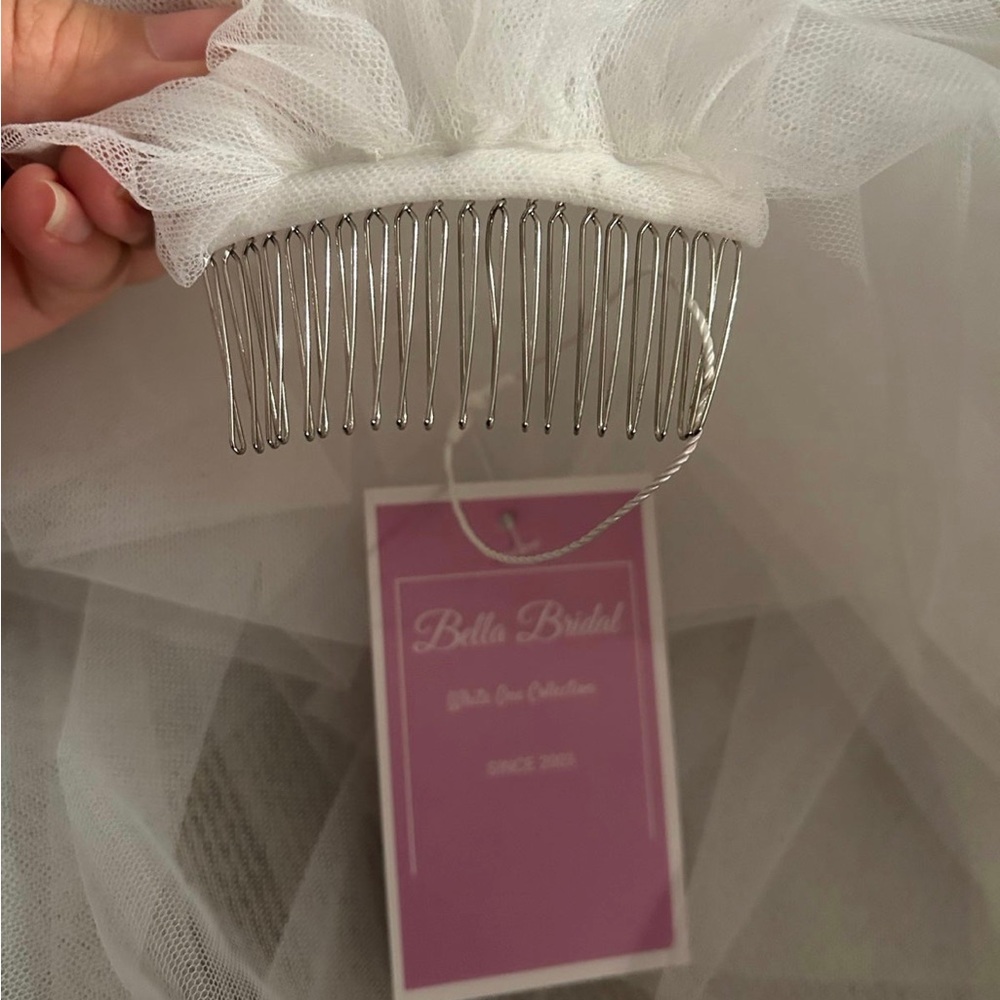 Cathedral Tulle Floral Wedding Veil with Comb - Picture 7 of 7